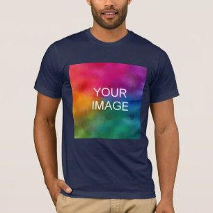Custom Navy Blue Add Image Logo Template T-Shirt