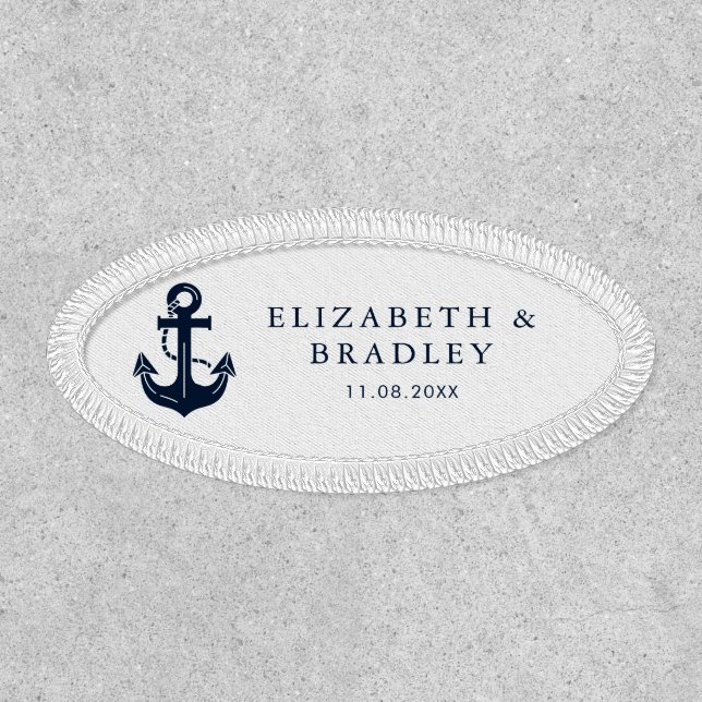 Custom Navy Blue Anchor Wedding Patch (Front)