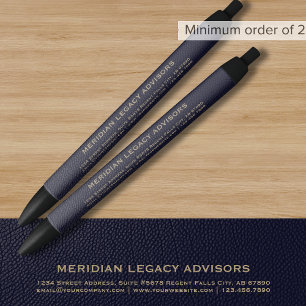 Custom Navy Blue and Gold Promotional Pen