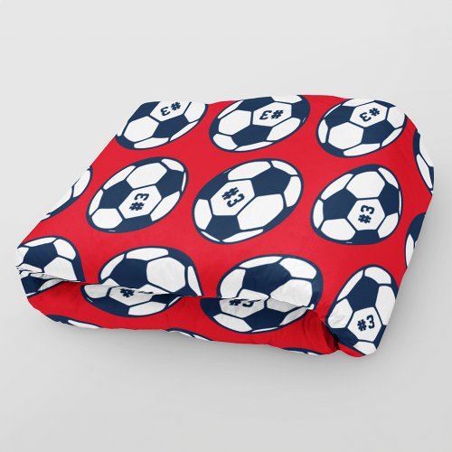 Custom Navy Blue and Red Soccer Ball Pattern Fleece Blanket
