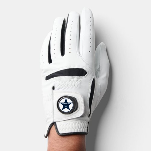 Custom Navy Blue and White Name in a Star  Golf Glove