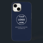 Custom Navy Blue Business Logo Branded Case-Mate iPhone 14 Case<br><div class="desc">Promote your brand with this customizable OtterBox Iphone 14 Pro Case. This design features your own logo and social media information, along with a space for a custom homepage address. Perfect for giveaways, trade shows, and other promotional events. Need help with personalization? Contact us using the message button below for...</div>