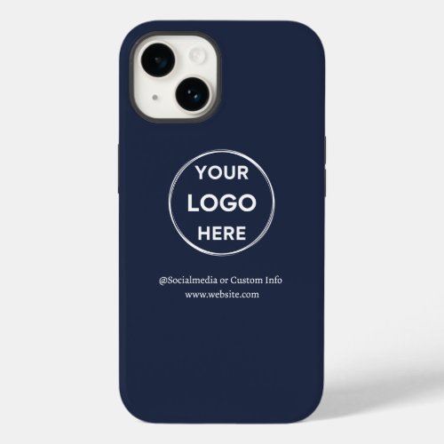 Custom Navy Blue Business Logo Branded Case_Mate iPhone 14 Case