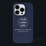 Custom Navy Blue Business Logo Branded iPhone 14 Pro Case<br><div class="desc">Promote your brand with this customizable Iphone 14 Pro Case. This design features your own logo and social media information, along with a space for a custom homepage address. Perfect for giveaways, trade shows, and other promotional events. Need help with personalization? Contact us using the message button below for assistance....</div>