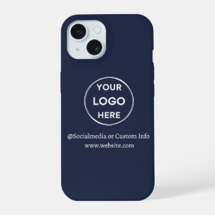 Custom Navy Blue Business Logo Branded iPhone 15 Case