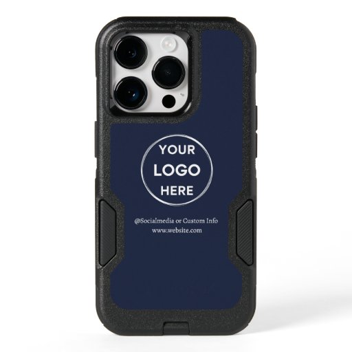 Custom Navy Blue Business Logo Branded OtterBox iPhone 14 Pro Case