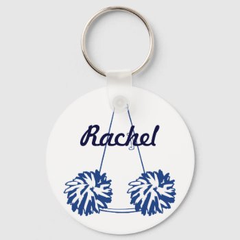Custom Navy Blue Cheerleading Key Chain by RelevantTees at Zazzle
