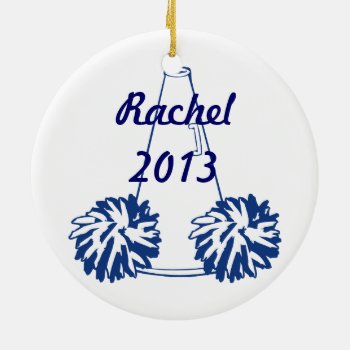 Custom Navy Blue Cheerleading Ornament by RelevantTees at Zazzle
