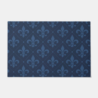 Custom Navy Blue Fleur de Lis Outdoor Doormat