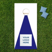 Custom Navy Blue Geometric Chevron Cornhole board