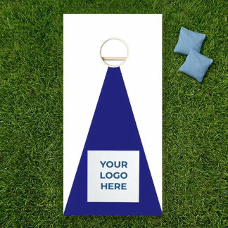 Custom Navy Blue Geometric Chevron Cornhole board Set
