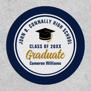 Custom Navy Blue Gold Graduate 2026 Graduation Patch