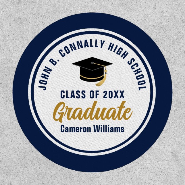 Custom Navy Blue Gold Graduate 2026 Graduation Patch (Front)