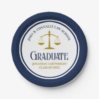Custom Navy Blue Gold Law School Graduation Party