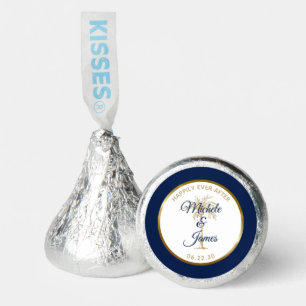 Custom Navy Blue Gold Palm Tree Tropical Wedding Hershey®'s Kisses®