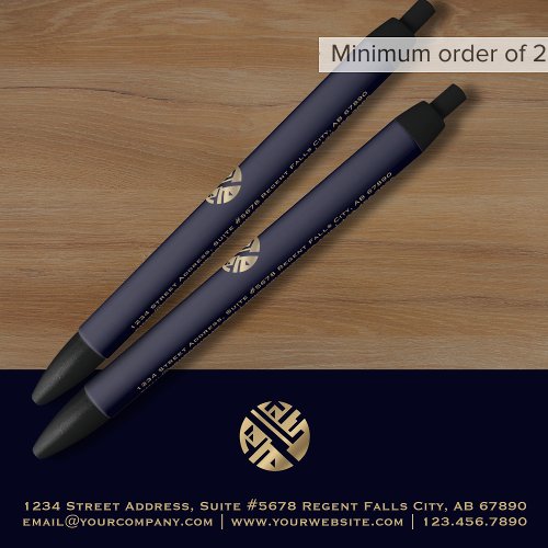 Custom Navy Blue Gold Pen with Logo