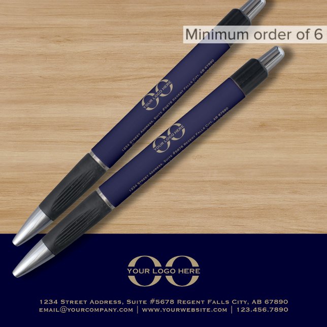Custom Navy Blue Gold Pen with Logo (Creator Uploaded)