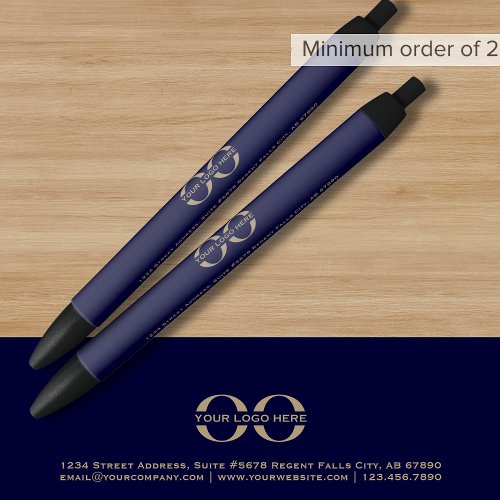 Custom Navy Blue Gold Promotional Pen with Logo