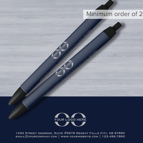 Custom Navy Blue Gray Promotional Pen with Logo
