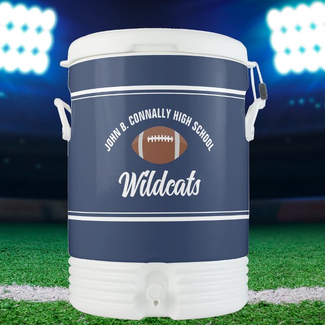 Custom Navy Blue High School Football Team Beverage Cooler (Creator Uploaded)