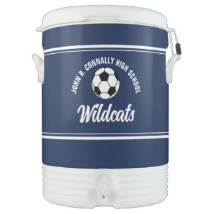 Custom Navy Blue High School Soccer Team Beverage Cooler