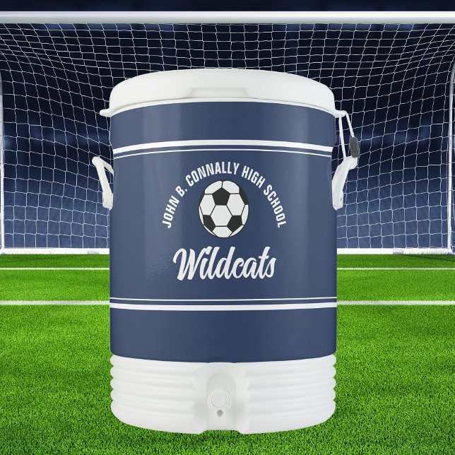 Custom Navy Blue High School Soccer Team Beverage Cooler (Creator Uploaded)