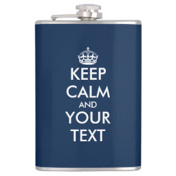 Custom navy blue keep calm extra big drink flask