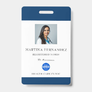Custom Navy Blue Medical Hospital Employee Photo Badge