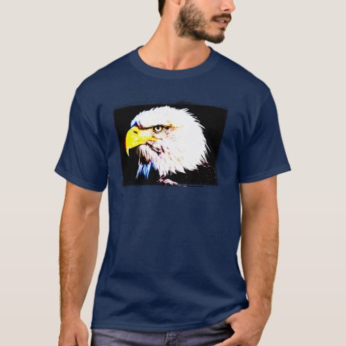 Custom Navy Blue Modern Elegant Eagle Head T_Shirt