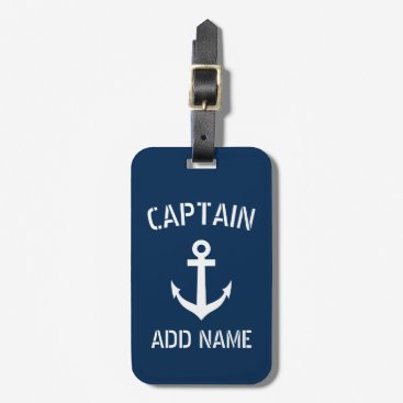 Custom navy blue nautical anchor boat captain bag tag Custom navy blue nautical anchor boat captain bag tag