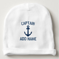 Custom navy blue nautical anchor boat captain cute baby beanie