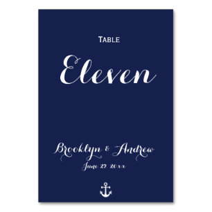 Custom Navy Blue Nautical Wedding Table Numbers