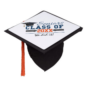 Custom Navy Blue Orange Graduation Tassel topper