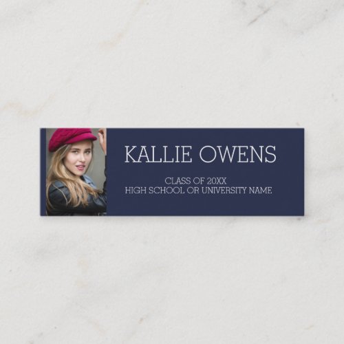 Custom Navy Blue Photo Graduation Insert Name Card