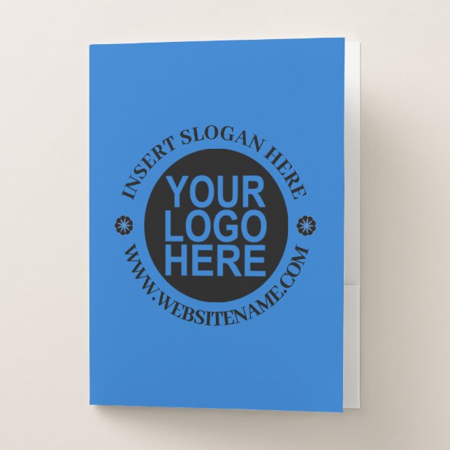 Custom Navy Blue Pocket Folders Logo  (Front)
