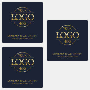 Custom Navy Blue Promotional Company Business Logo Labels