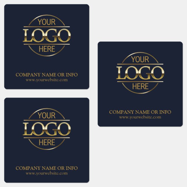 Custom Navy Blue Promotional Company Business Logo Labels (Group)