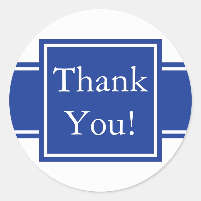 Custom Navy Blue Thank You Sticker and Favor Label (Front)