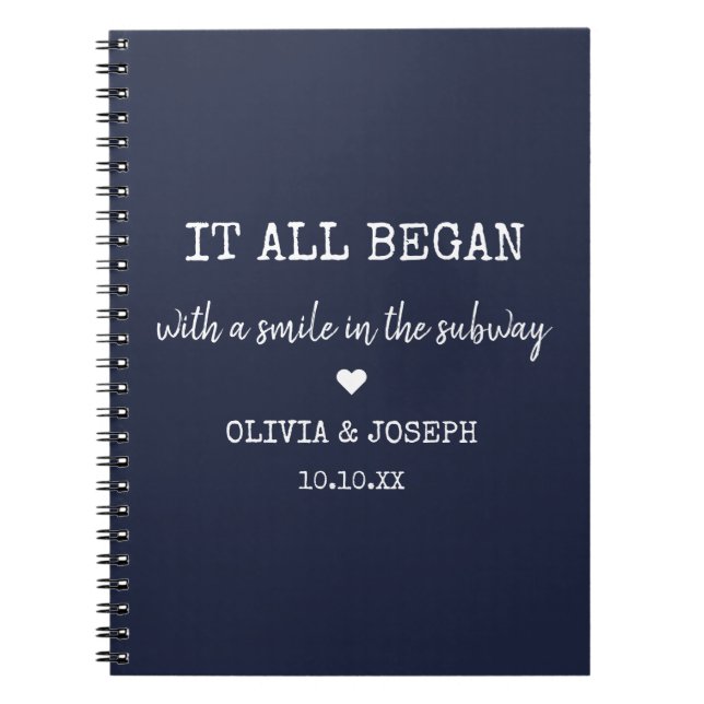 Custom Navy Blue Where It All Began Valentine Day Notebook (Front)