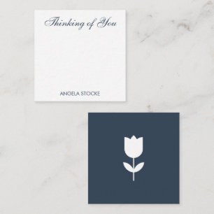 Custom Navy Blue White Flower Note Card