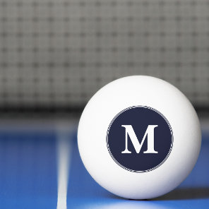 Custom Navy Blue White Monogram Table Tennis Beer Ping Pong Ball