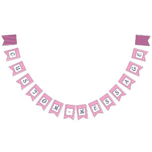Custom Navy & Bright Pink Striped Preppy Bunting Flags