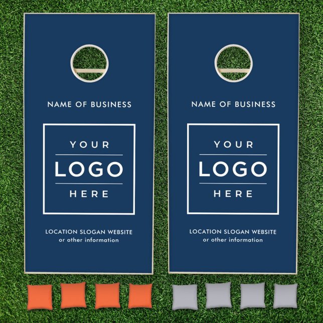 Custom Navy Business Name and Logo Cornhole Set (Creator Uploaded)