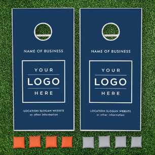 Custom Navy Business Name and Logo Cornhole Set