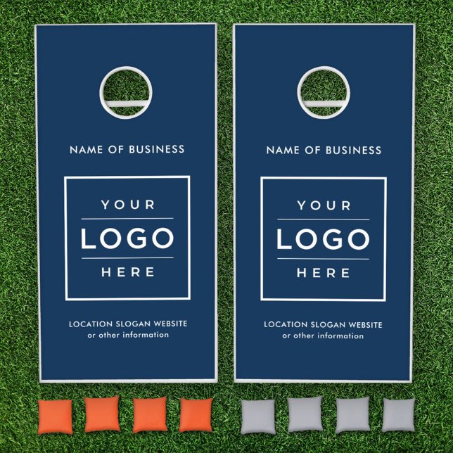 Custom Navy Business Name and Logo Cornhole Set (Creator Uploaded)