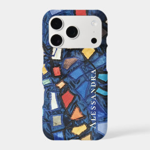 Custom Navy Colorful Stained Glass Aspect Abstract iPhone 17 Pro Case