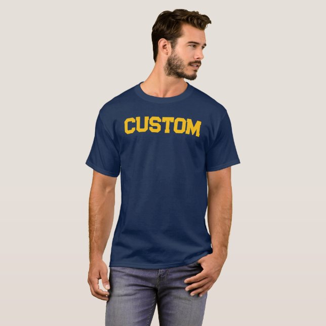 Custom Navy & Gold Men's University T-Shirt (Front Full)