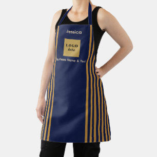 Custom Navy & Gold Stripe Apron