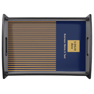 Custom Navy & Gold Stripe Serving Tray