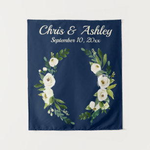 Custom Navy Greenery Wedding Backdrop for Ceremony